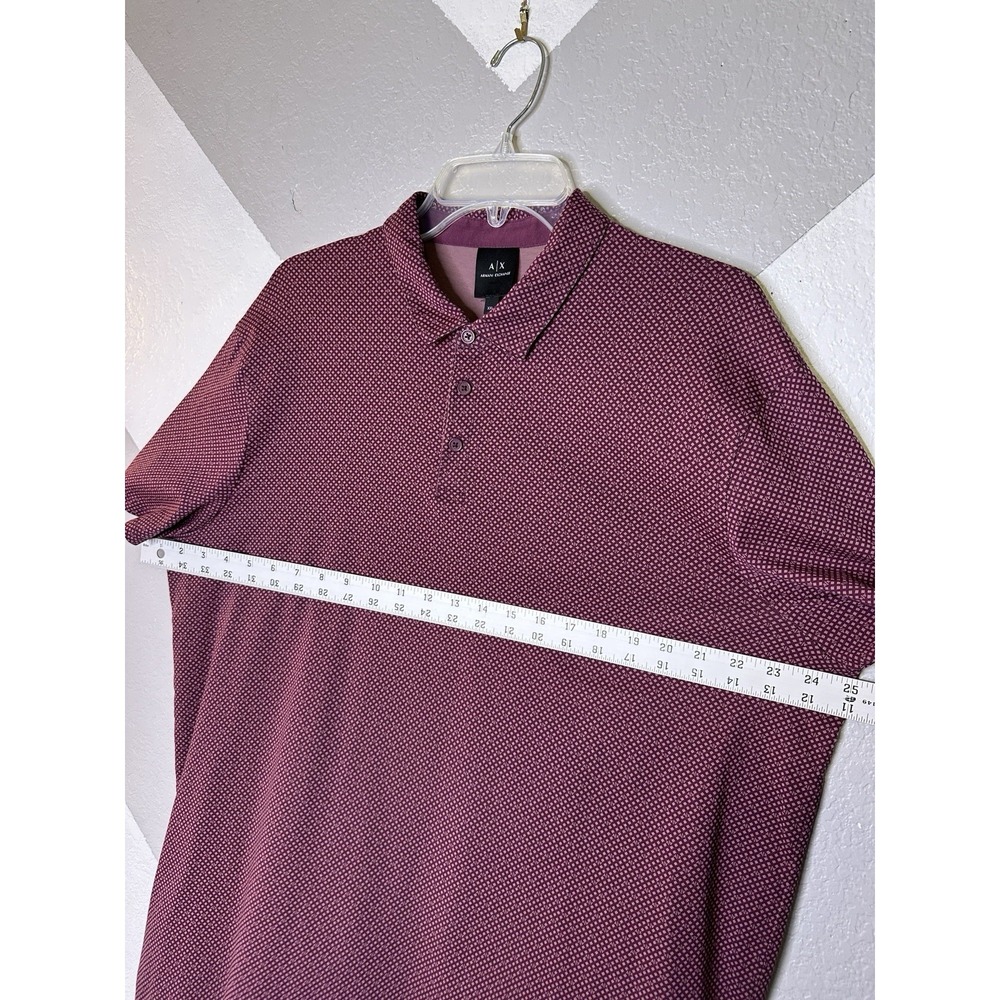 Armani Exchange A|X Mens Red All Over Micro Logo Print Stretch Polo Shirt 2XL - Picture 12 of 14